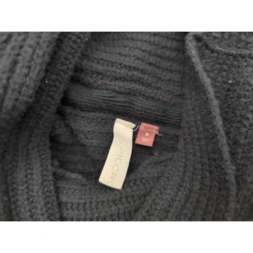 Pilcro Sweater‎ Womens M Black Turtleneck Long Sleeve Oversized Ribbed Knit